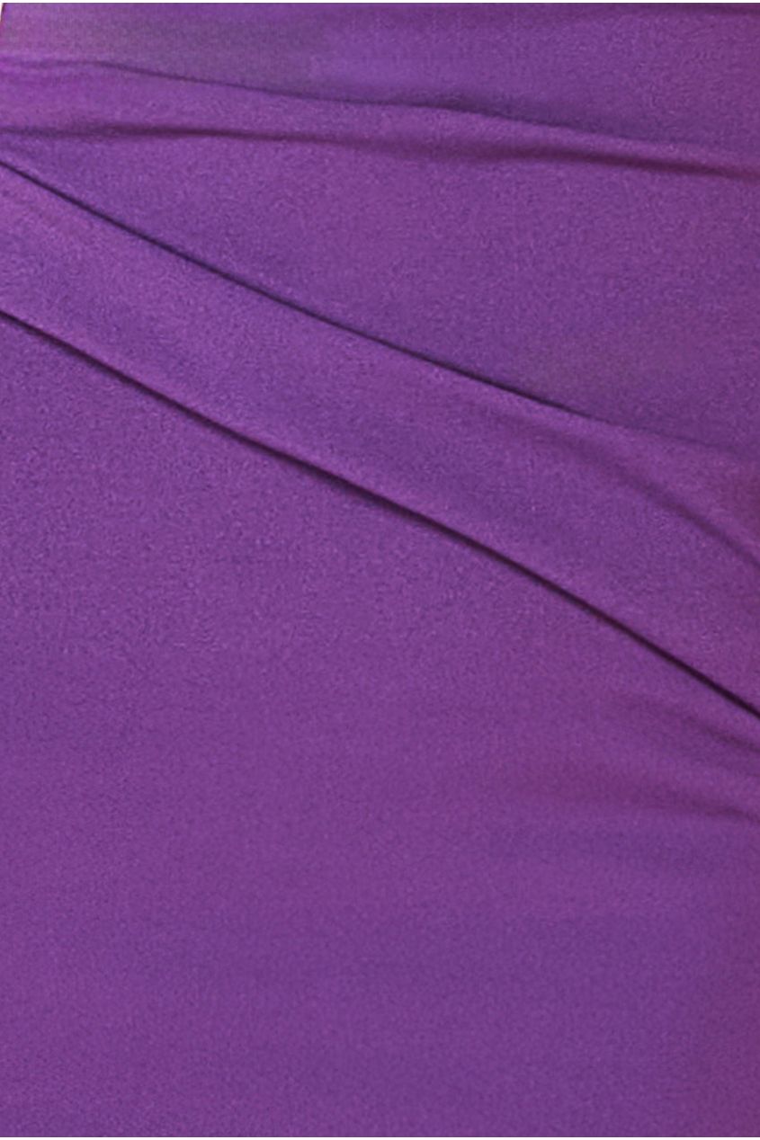 Goddiva Scuba Bardot Pleated Midi Dress - Purple