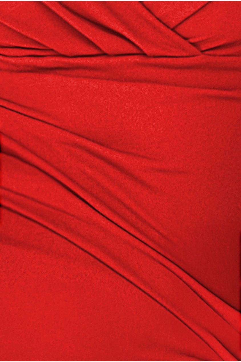 Goddiva Scuba Bardot Pleated Midi Dress - Red
