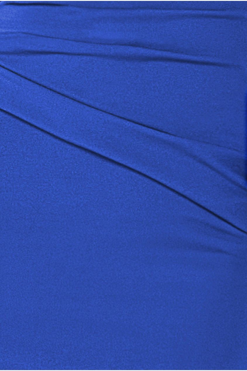 Goddiva Bardot Pleated Midi Dress - Royal Blue