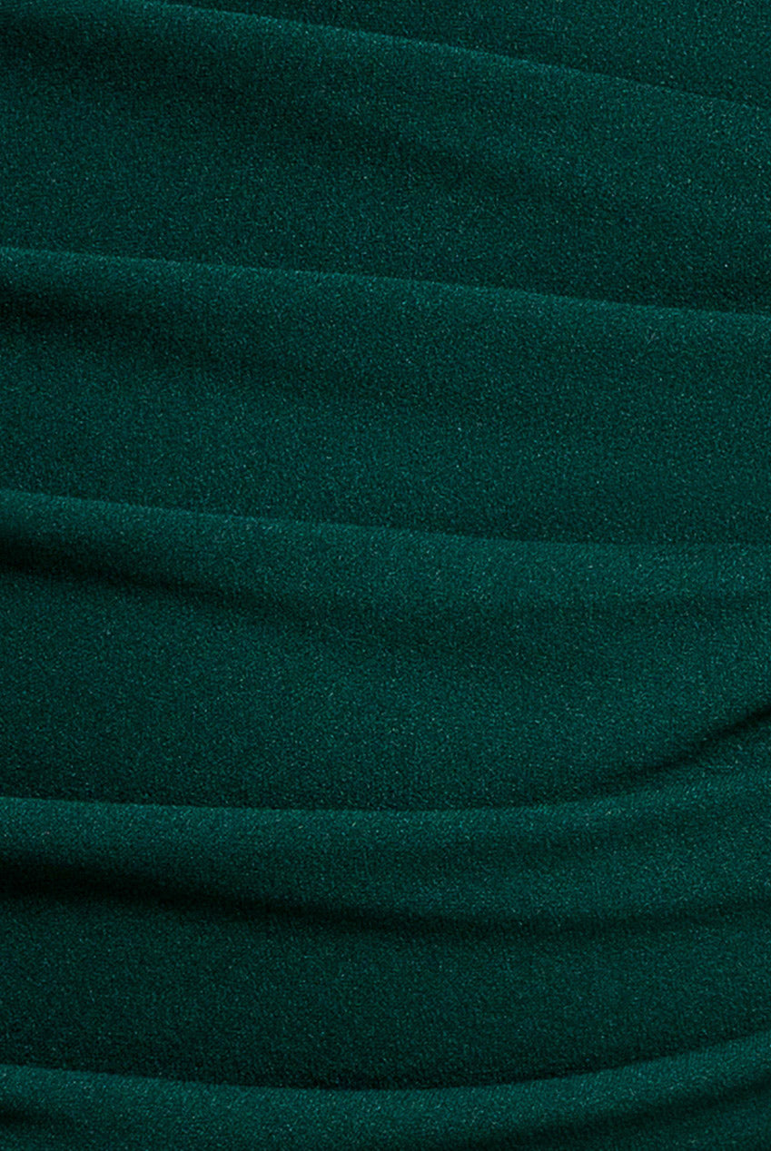 Goddiva Cowl Neck One Shoulder Scuba & Chiffon Maxi Dress - Emerald Green