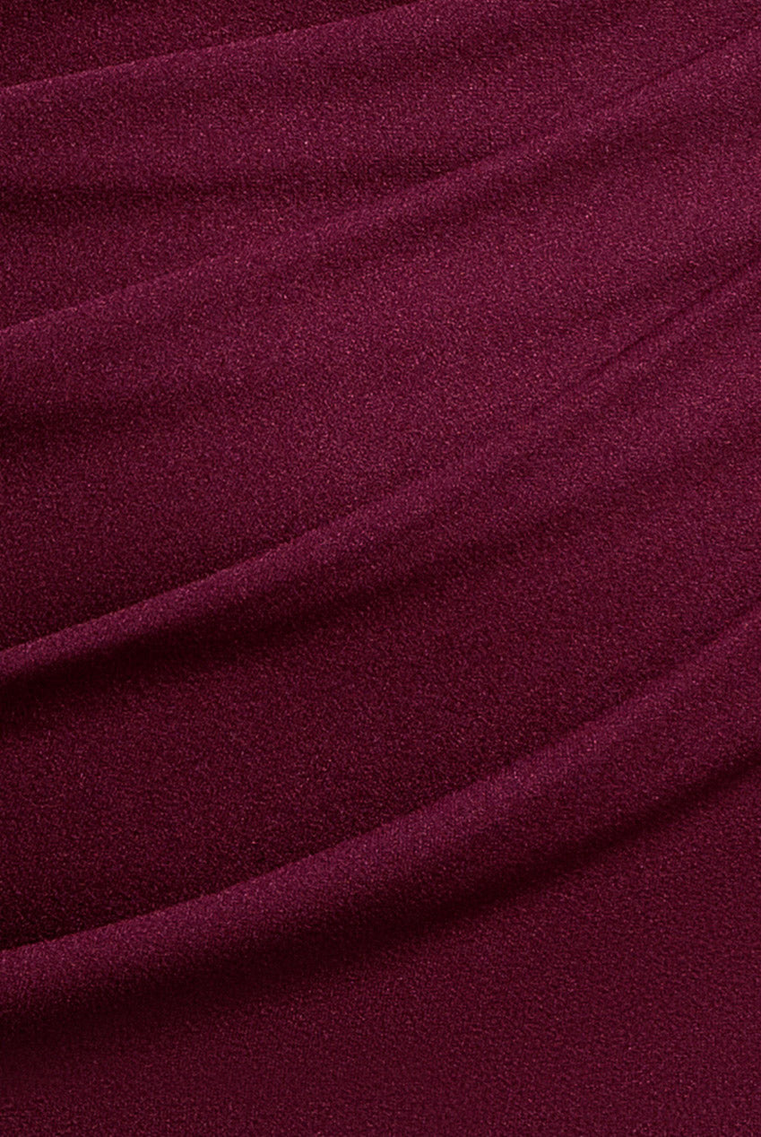 Goddiva Cowl Neck One Shoulder Scuba & Chiffon Maxi Dress - Plum