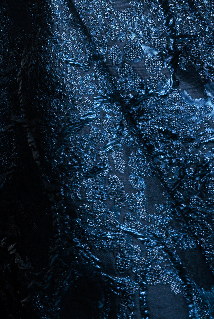 Goddiva Jacquard Sleeveless A-line Midi Dress - Navy Blue