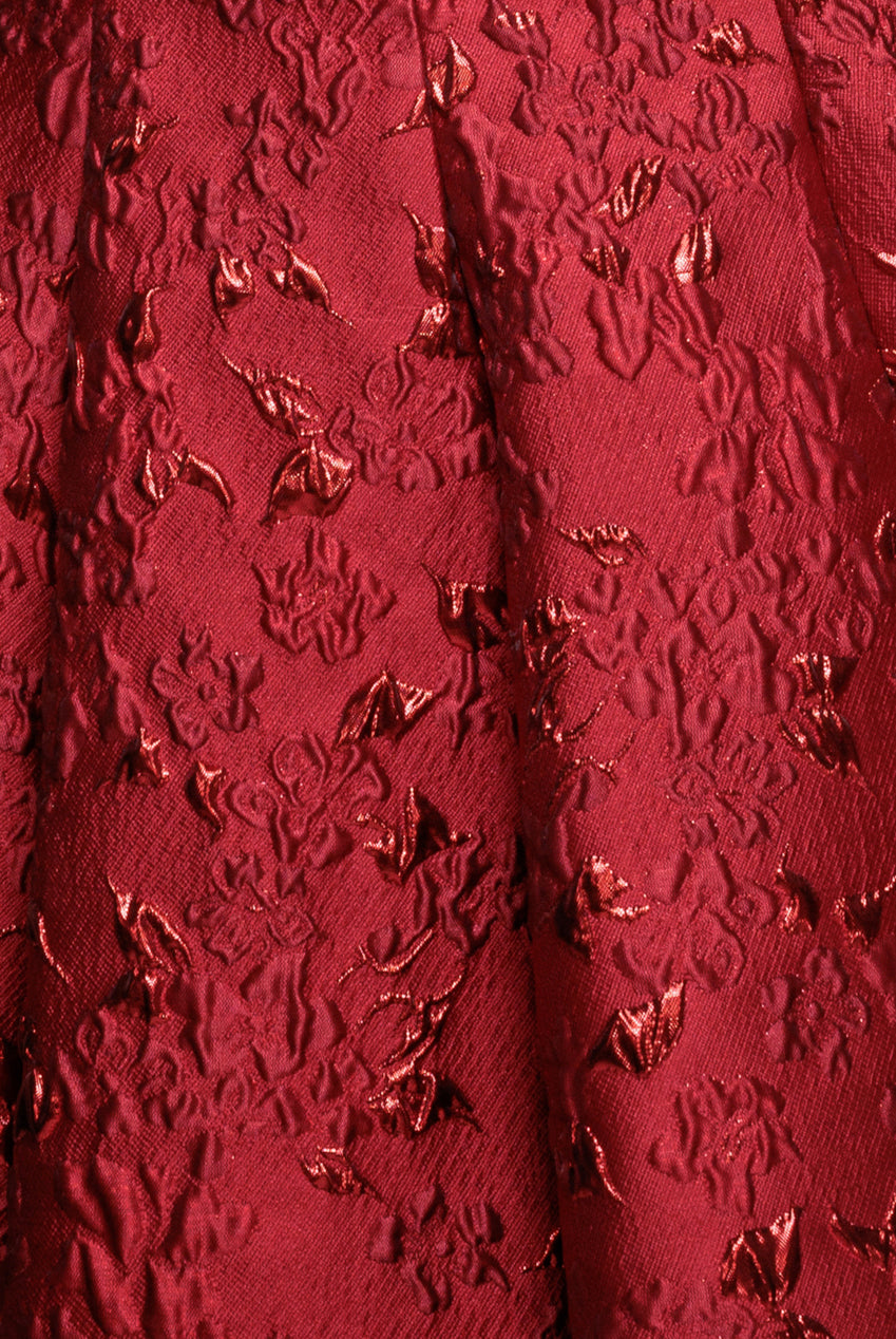 Goddiva Jacquard Sleeveless A-line Midi Dress - Red