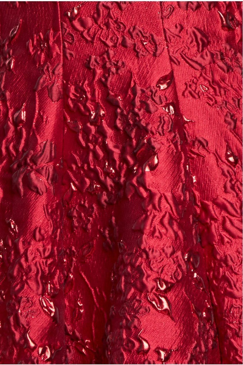 Goddiva Jacquard Sleeveless A-line Midi Dress - Red