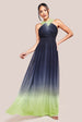 Goddiva Ombre Cross Front Pleated Maxi Dress - Lime Ombre