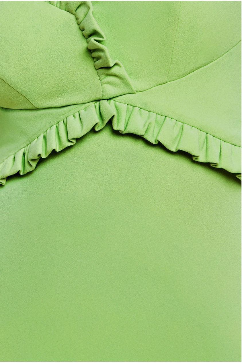 Goddiva Cap Sleeve Frill Edge Midi Dress - Lime Green