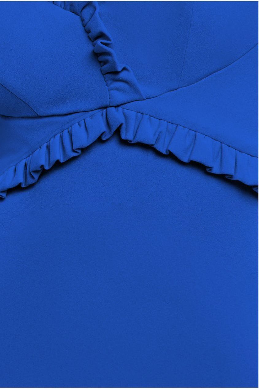 Goddiva Cap Sleeve Frill Edge Midi Dress - Royal Blue