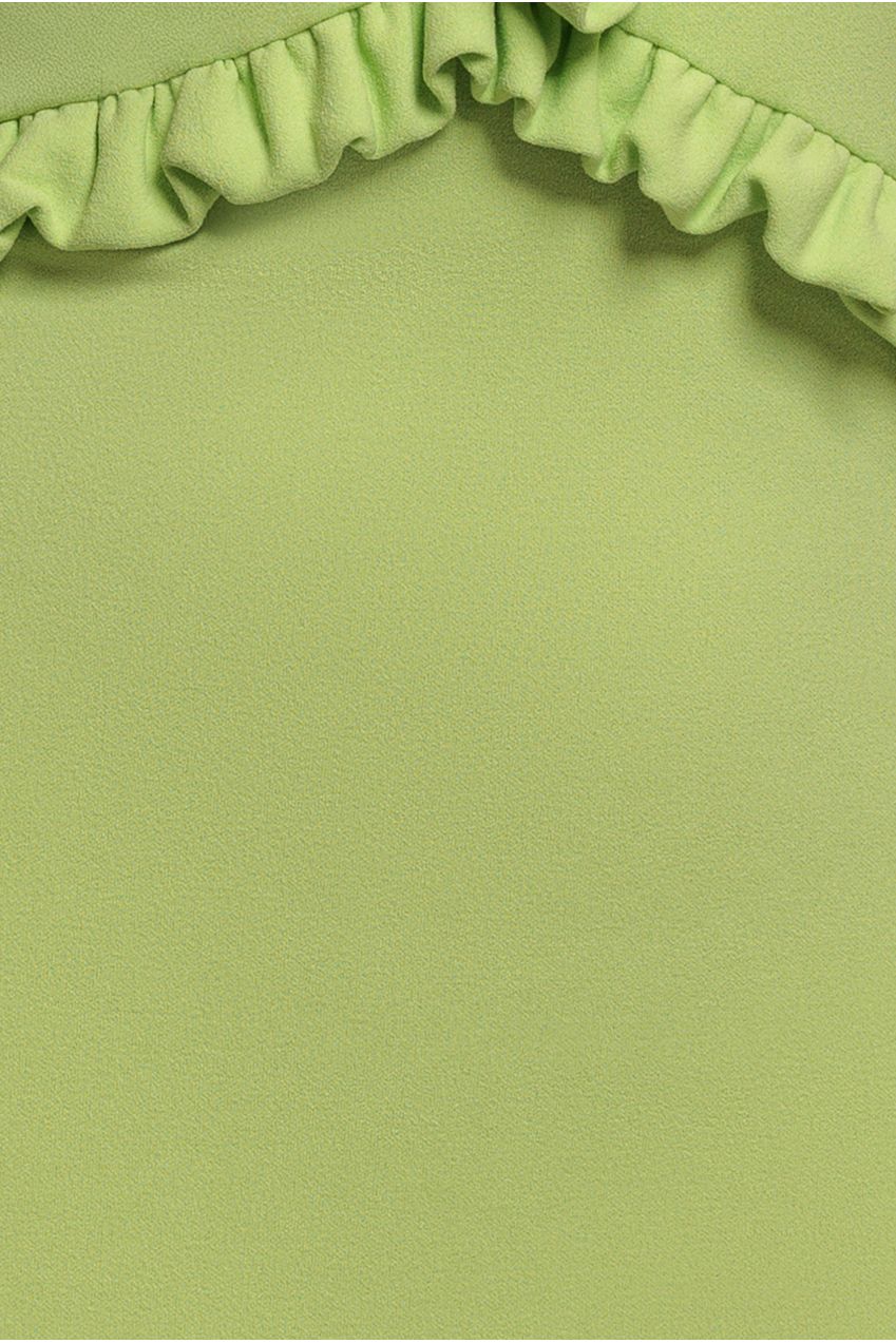 Goddiva Cap Sleeve Frill Edge Midi Dress - Lime Green