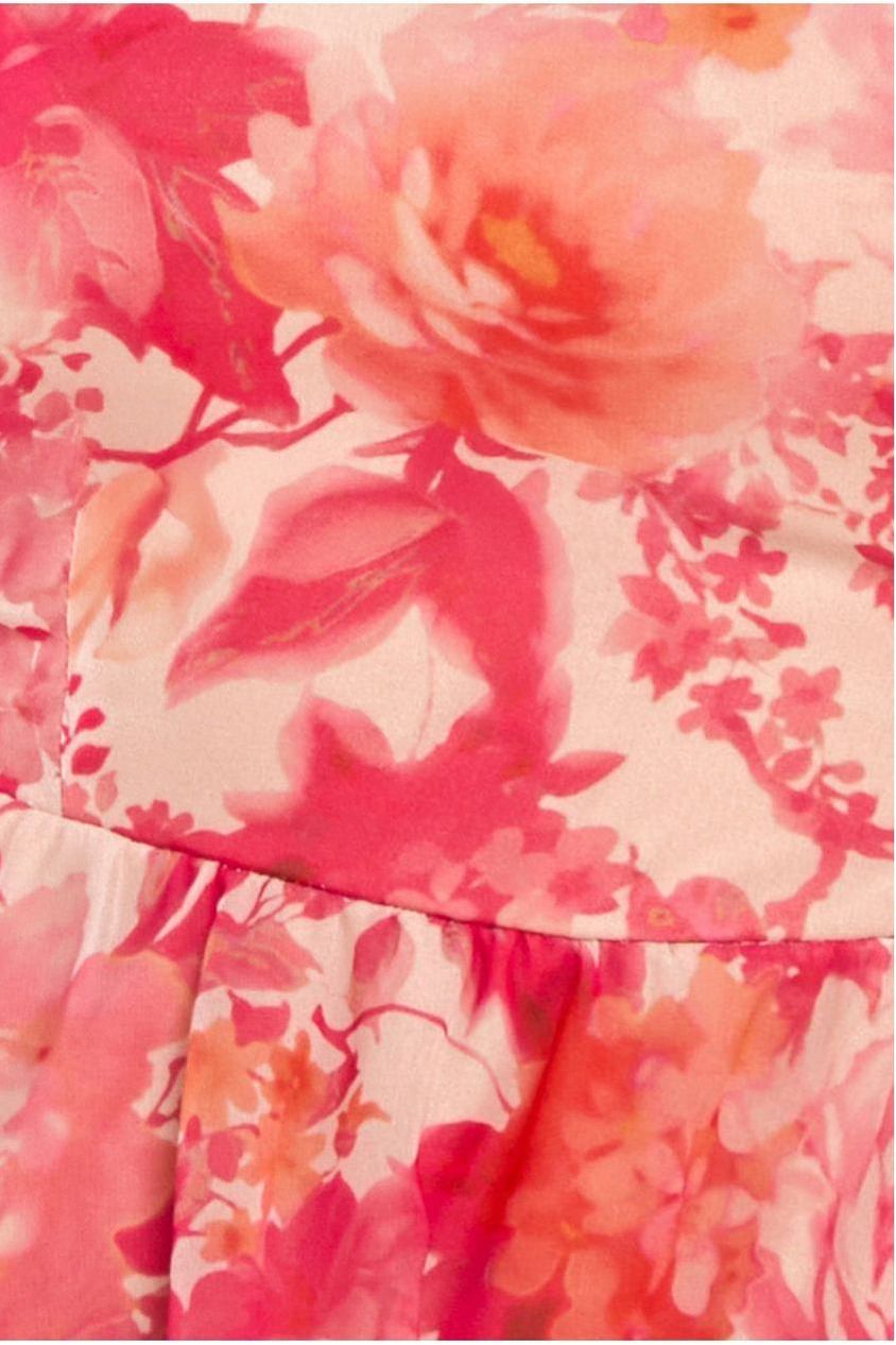 Goddiva Bardot Asymmetric Handkerchief Tier Midaxi - Blush