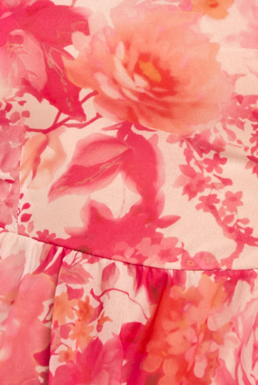 Goddiva Bardot Asymmetric Handkerchief Tier Midaxi - Blush