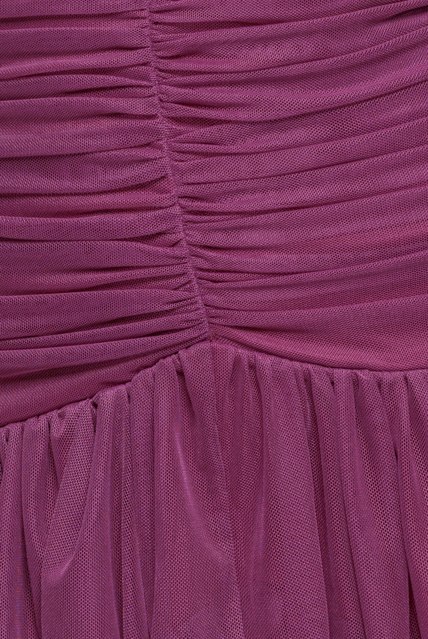 Goddiva Gathered High & Low Tiered Midaxi Dress - Berry