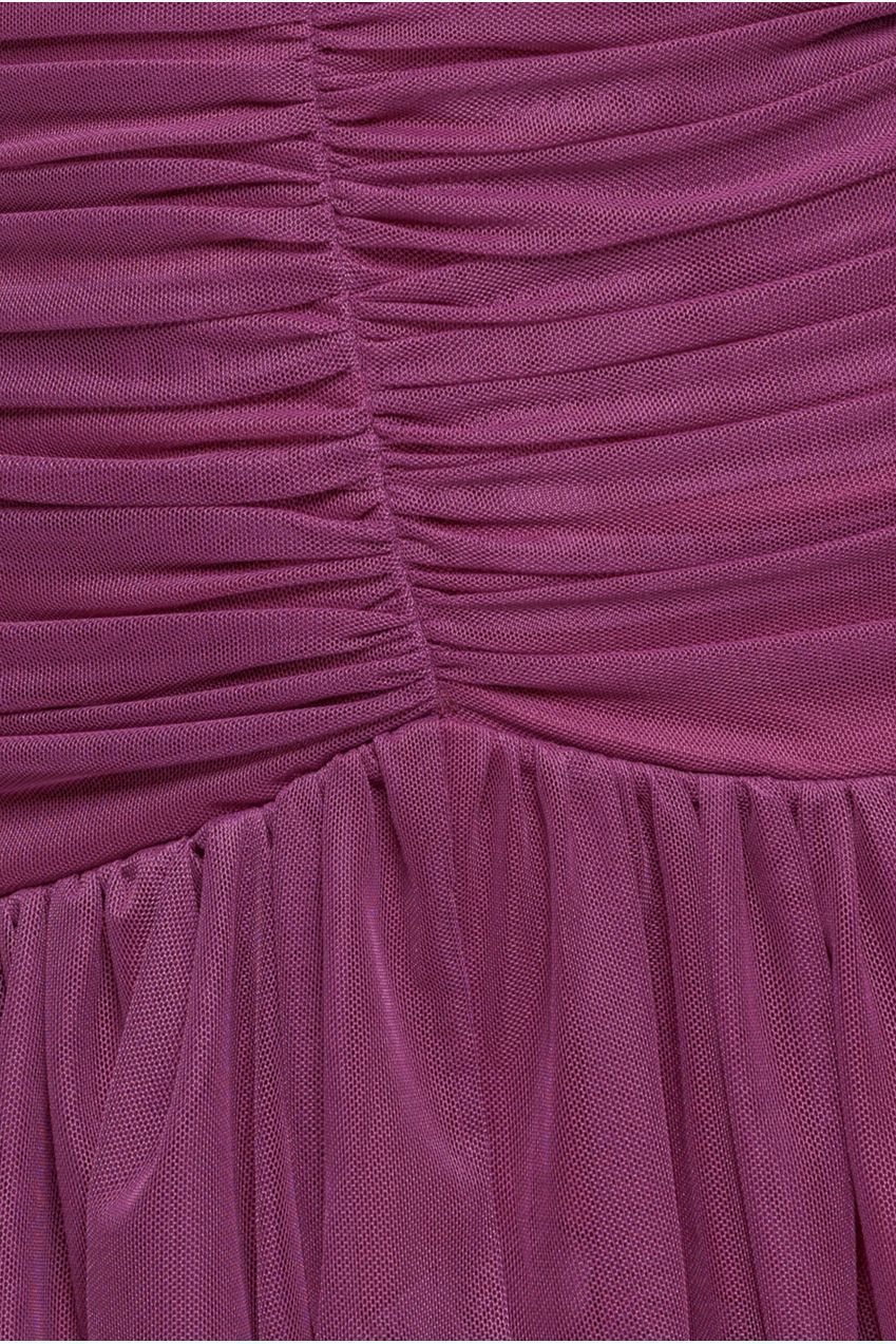 Goddiva Gathered High & Low Tiered Midaxi Dress - Berry