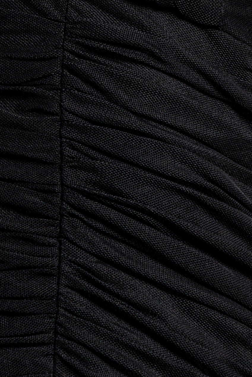 Goddiva Gathered High & Low Tiered Midi Dress - Black