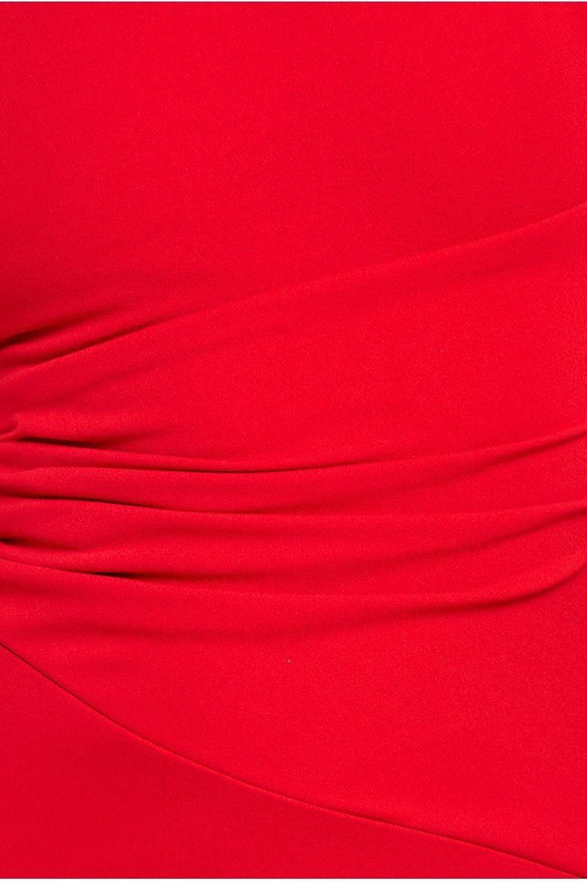 Goddiva Scuba Crepe Asymmetric Neck Midi Dress - Red