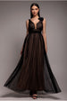 Goddiva Sleeveless Pleated Dobby Mesh Corsage Maxi Dress - Black