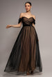 Goddiva Dobby Mesh Off The Shoulder Princess Maxi Dress - Black