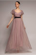 Goddiva Dobby Mesh Off The Shoulder Princess Maxi Dress - Blush