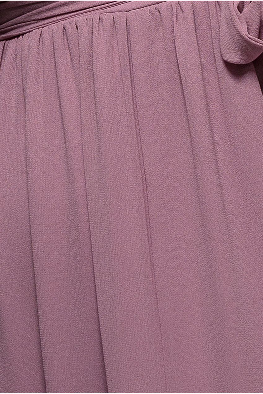 Goddiva Sustainable Front Split Wrap Style Chiffon Maxi Dress - Dusty Lavender