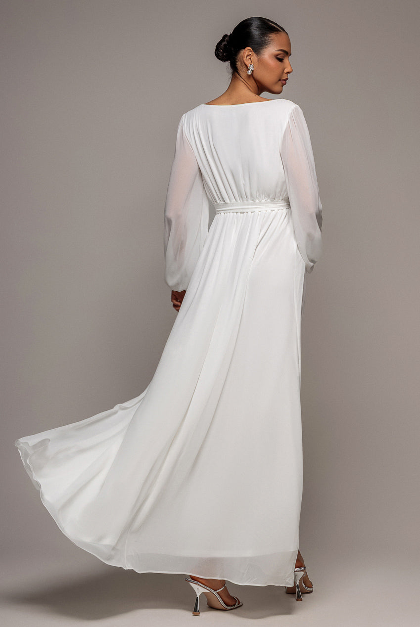 Goddiva Wrap Back Maxi With Front Slit Chi On Maxi - White