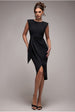 Goddiva Sleeveless Asymmetric Wrap Midi Dress - Black