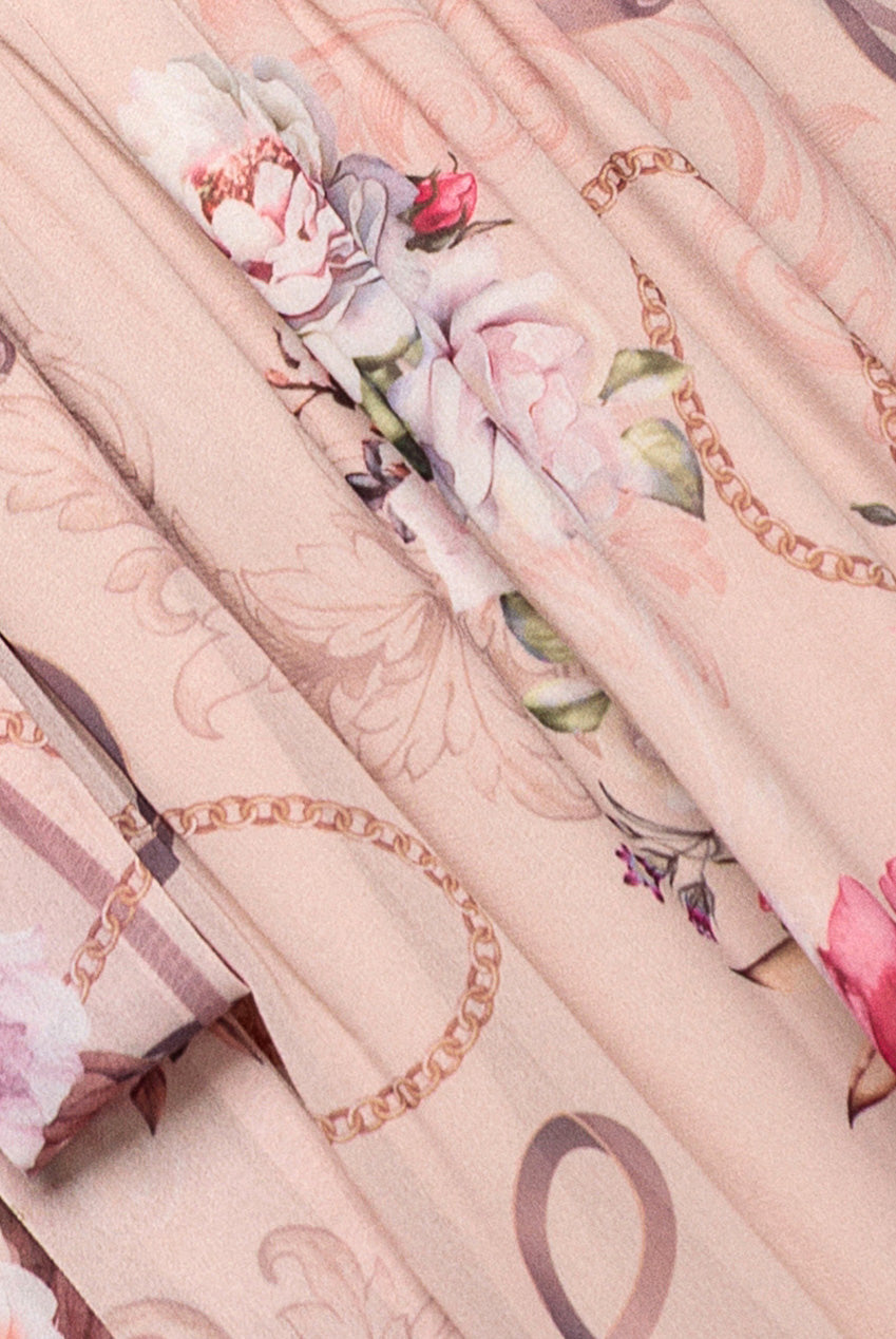 Goddiva Wrap Front Slit Floral Maxi Dress - Latte