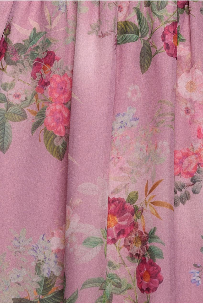 Goddiva Chiffon Wrap Border Floral Print Midi Dress - Pink