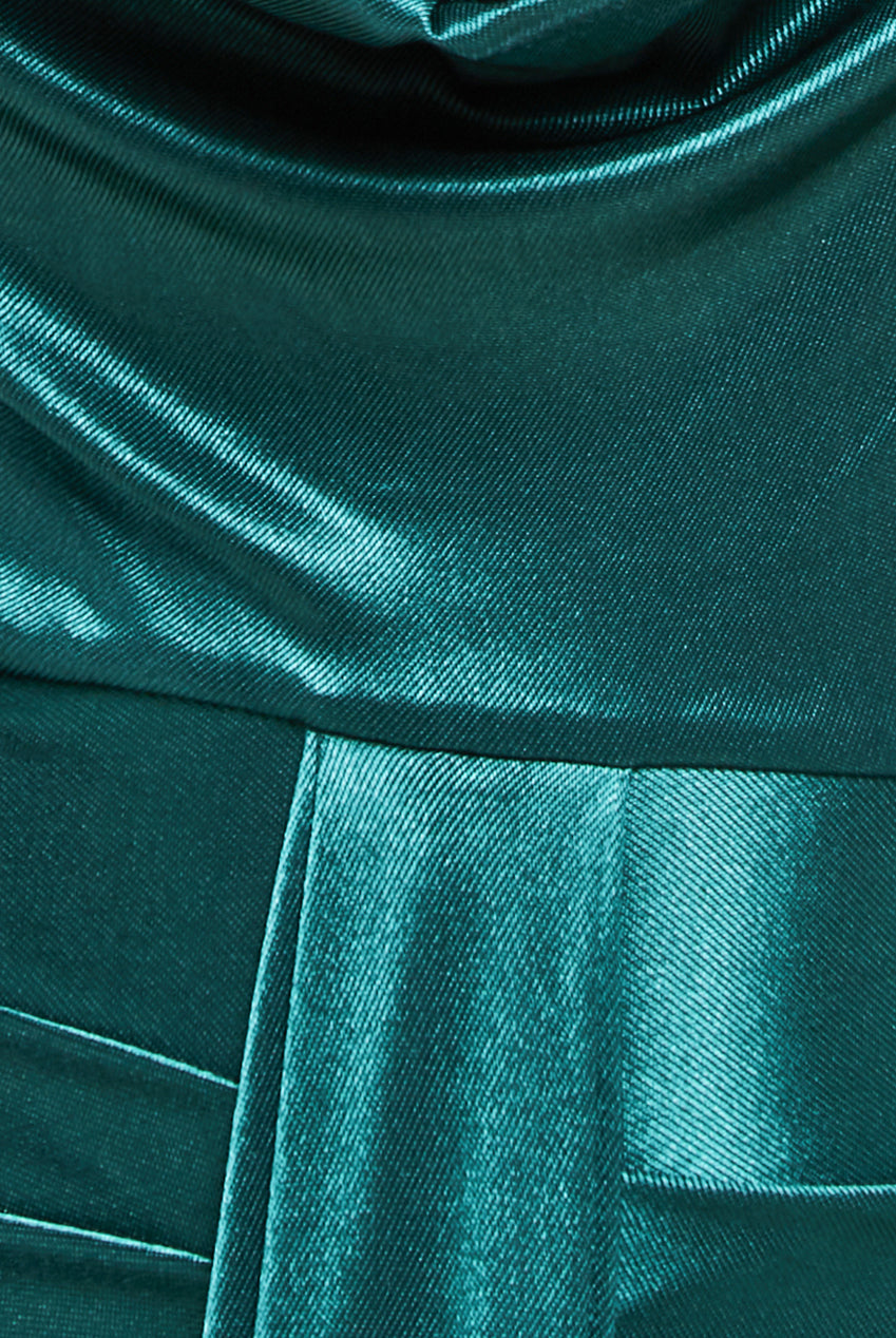 Goddiva Open Back Cowl Neck Maxi Dress - Emerald Green