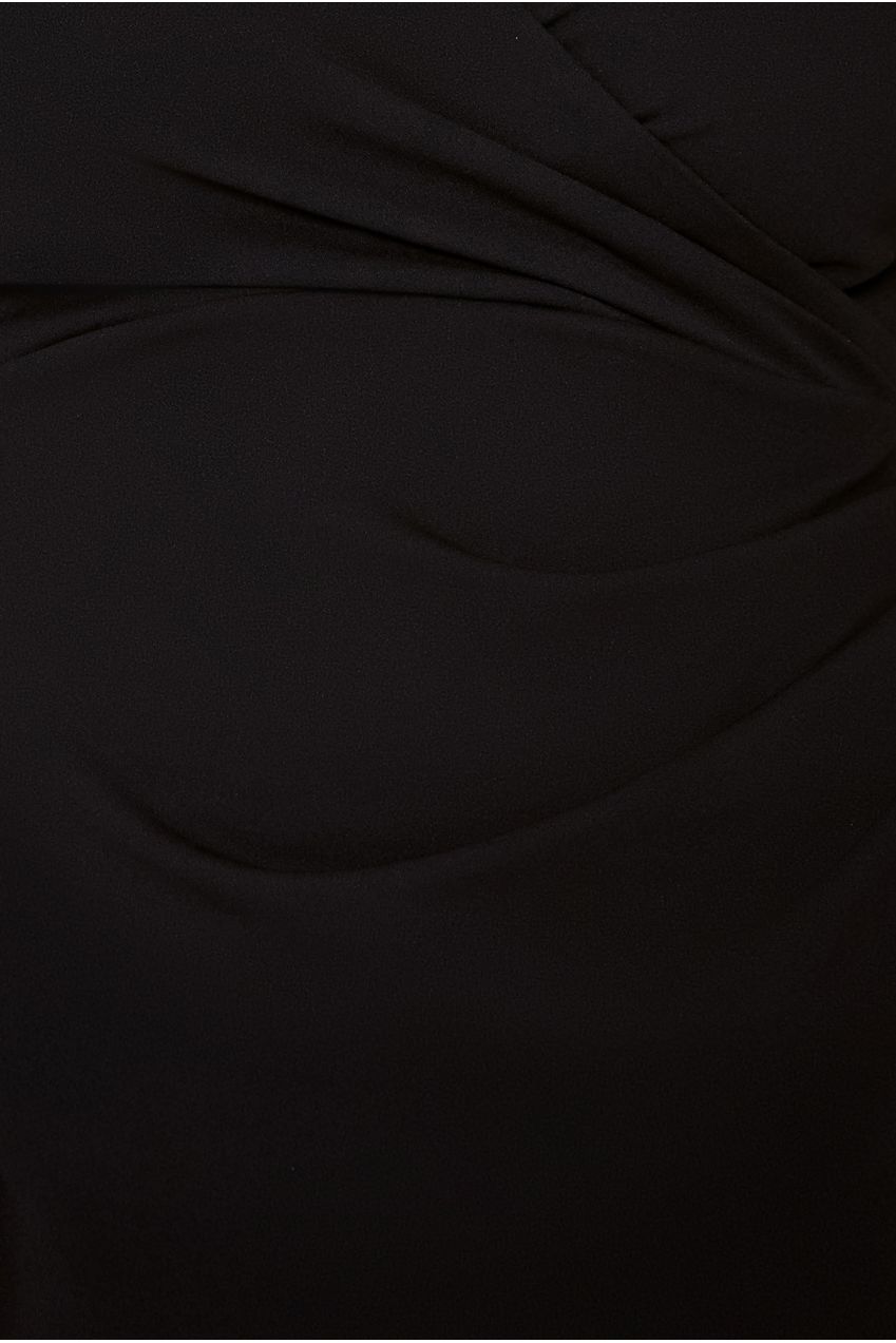 Goddiva Plus Scuba & Lace Wrap Maxi Dress - Black