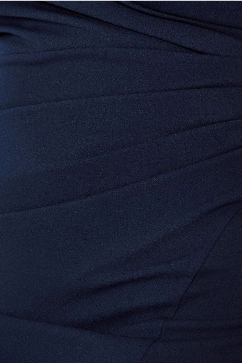 Goddiva Plus Scuba & Lace Wrap Maxi Dress - Navy Blue