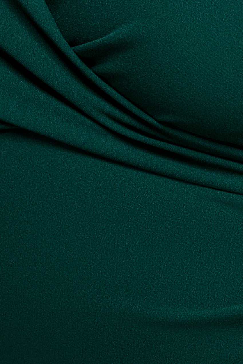 Goddiva Plus Scuba & Lace Wrap Maxi Dress - Emerald