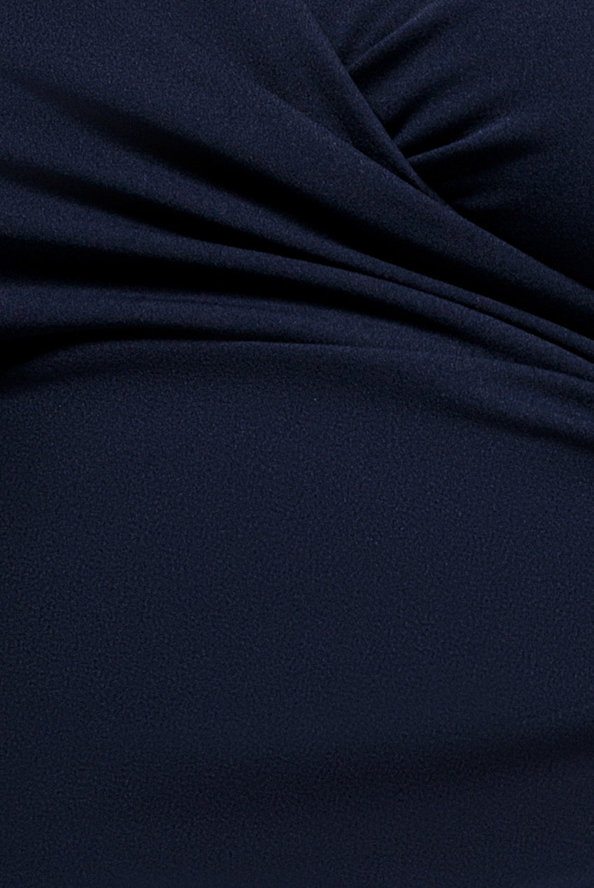 Goddiva Plus Scuba & Lace Wrap Maxi Dress - Navy Blue