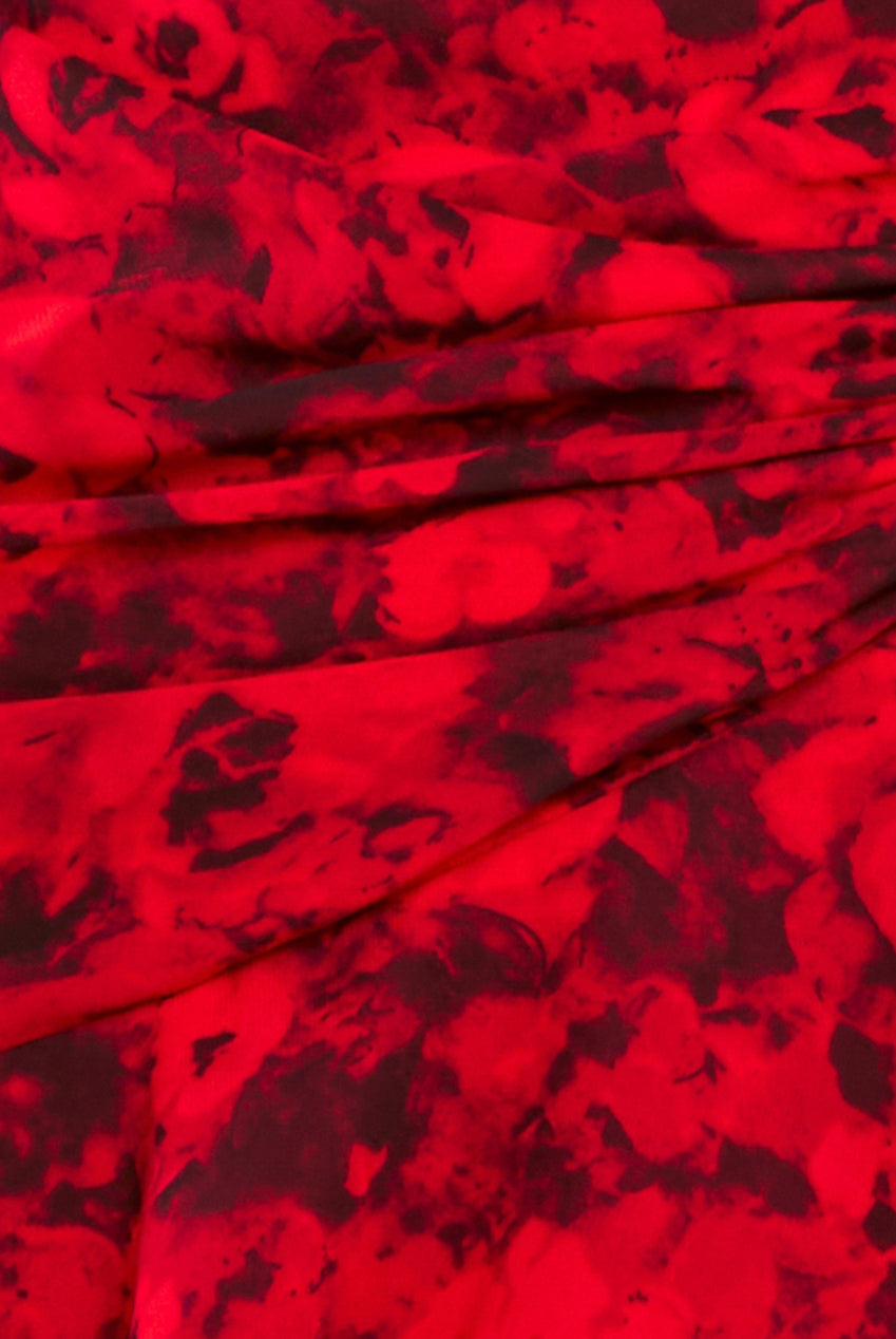 Goddiva Floral Wrap High And Low Midaxi Dress - Red