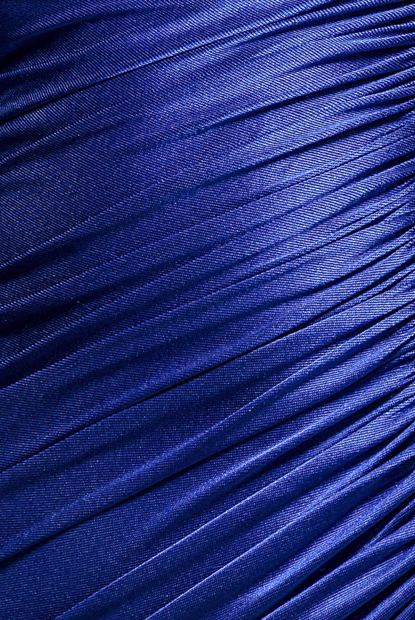 Goddiva Slinky Satin One Shoulder Split Maxi Dress - Royal Blue
