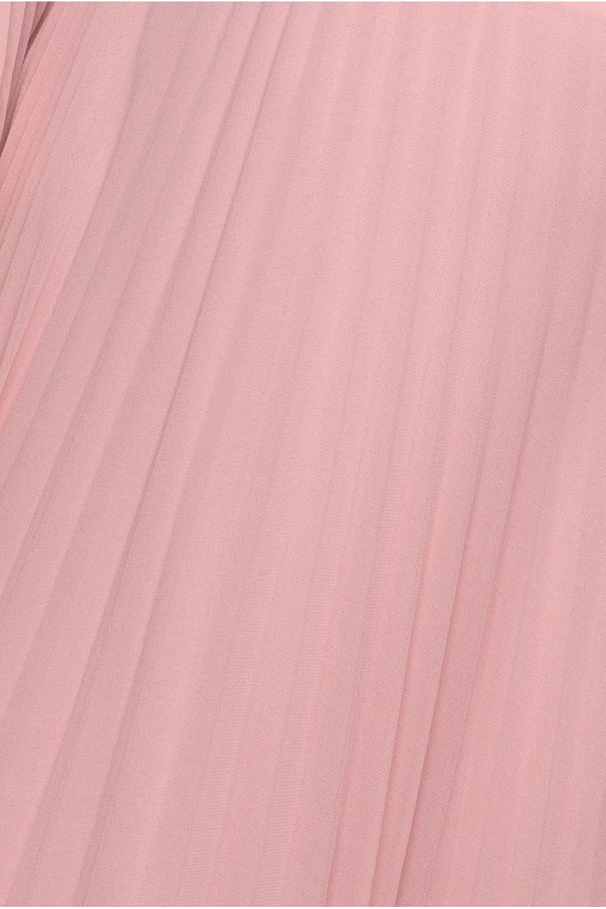 Goddiva Scalloped Lace Bodice Pleated Chiffon A Line Maxi Dress - Blush Pink
