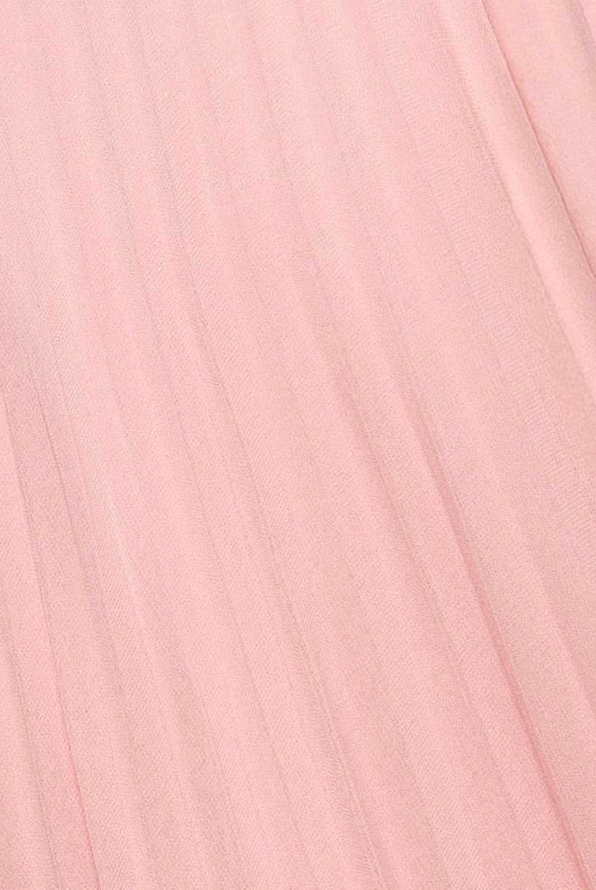 Goddiva Scalloped Lace Bodice Pleated Chiffon A Line Maxi Dress - Blush Pink
