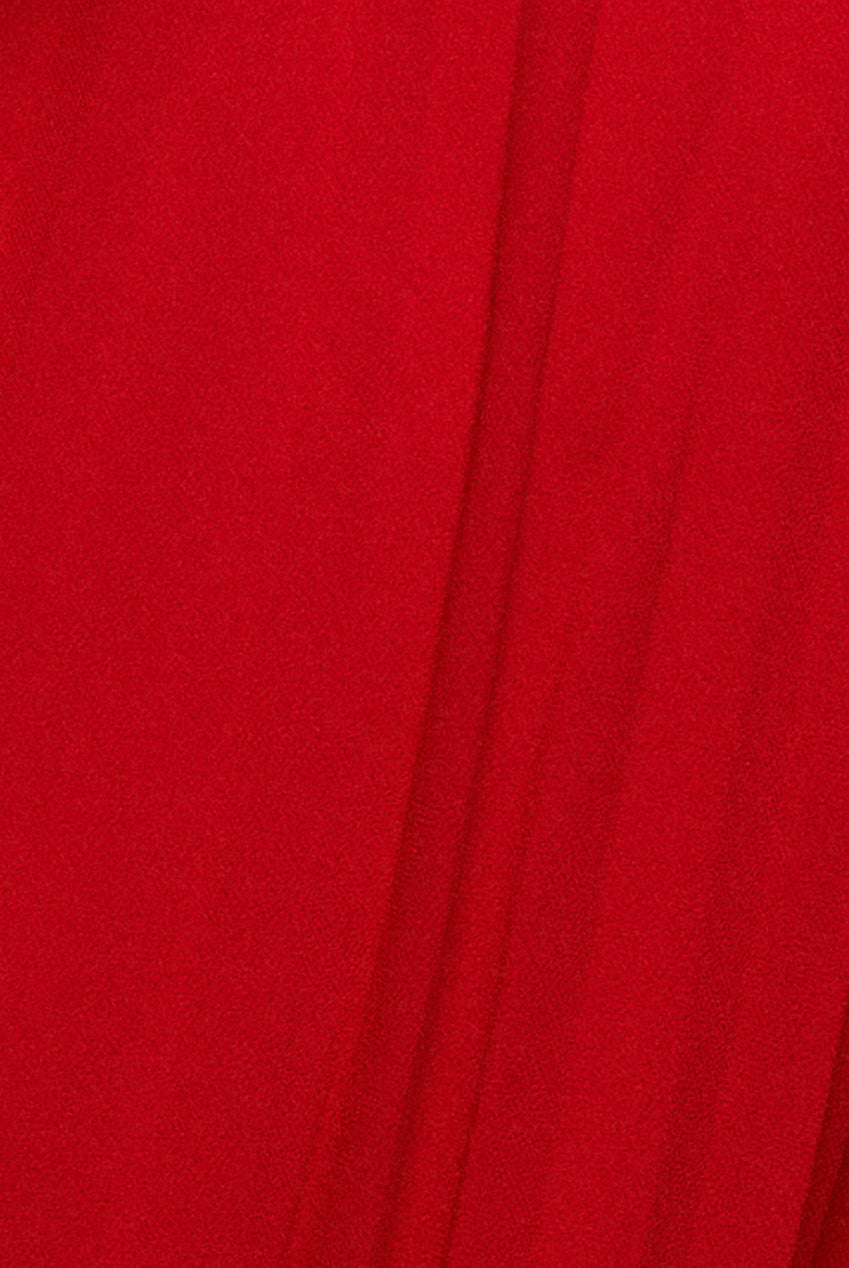 Goddiva Scalloped Lace Bodice Pleated Chiffon A Line Maxi Dress - Red