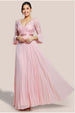 Goddiva Scalloped Lace Bodice Pleated Chiffon A Line Maxi Dress - Blush Pink