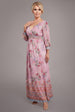 Goddiva Chiffon Wrap Border Floral Print Maxi Dress - Pink