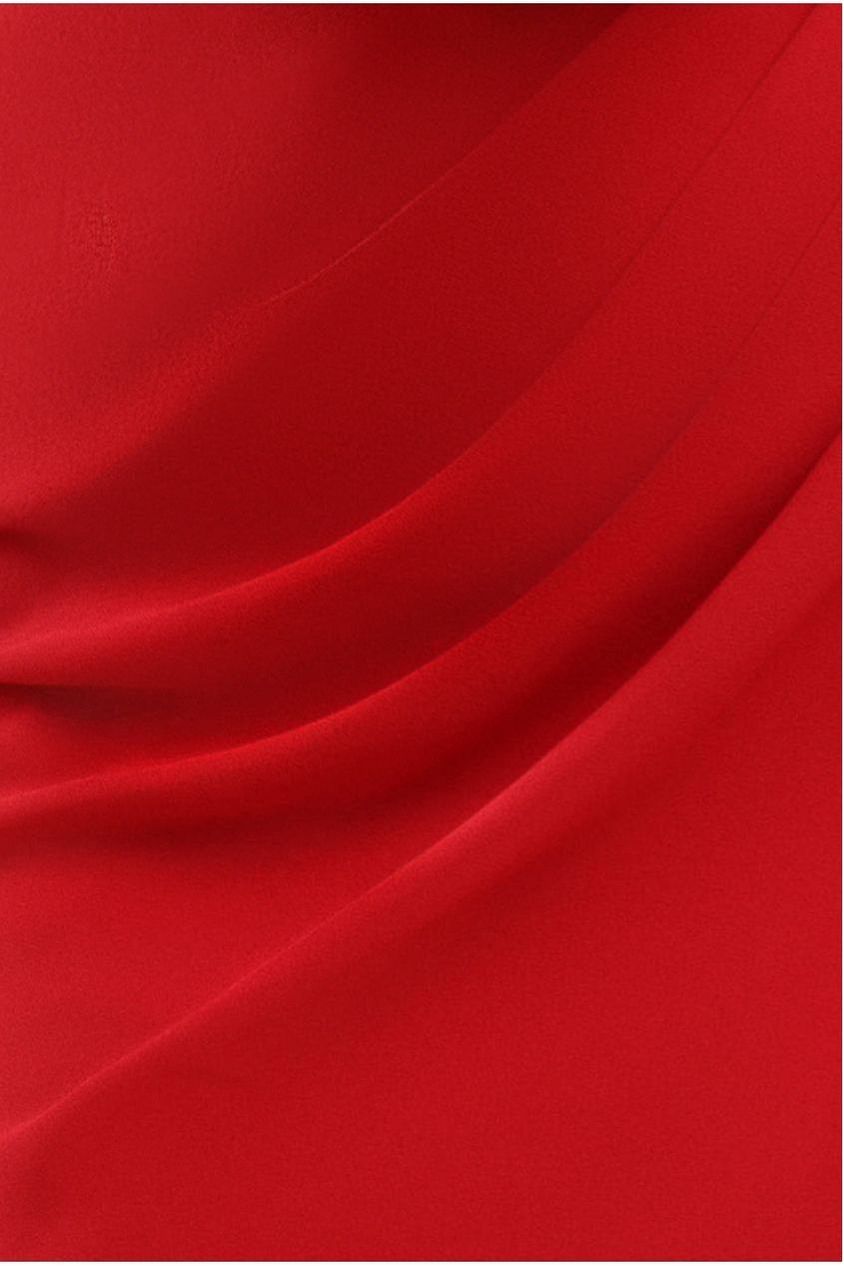 Goddiva Scalloped Lace & Chiffon Winged Corset Bodice Maxi Dress - Red