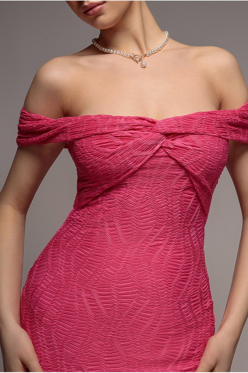 Goddiva Front Knot Twist Midi Dress - Magenta