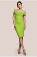 Goddiva Front Knot Twist Midi Dress - Lime Green