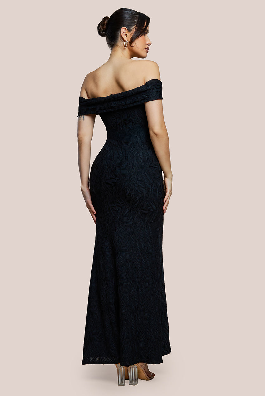 Goddiva Front Knot Twist Maxi Dress - Black