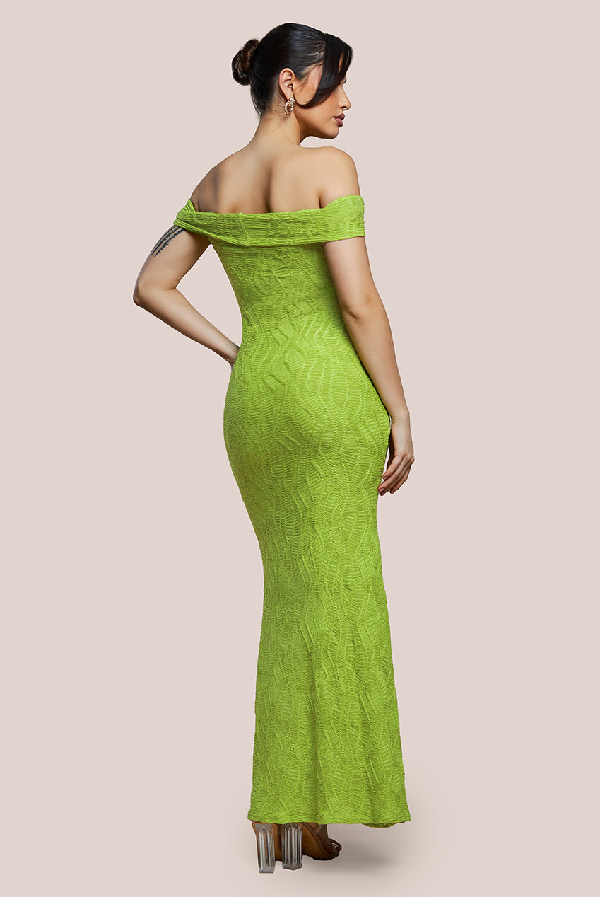 Goddiva Front Knot Twist  Maxi Dress - Lime Green