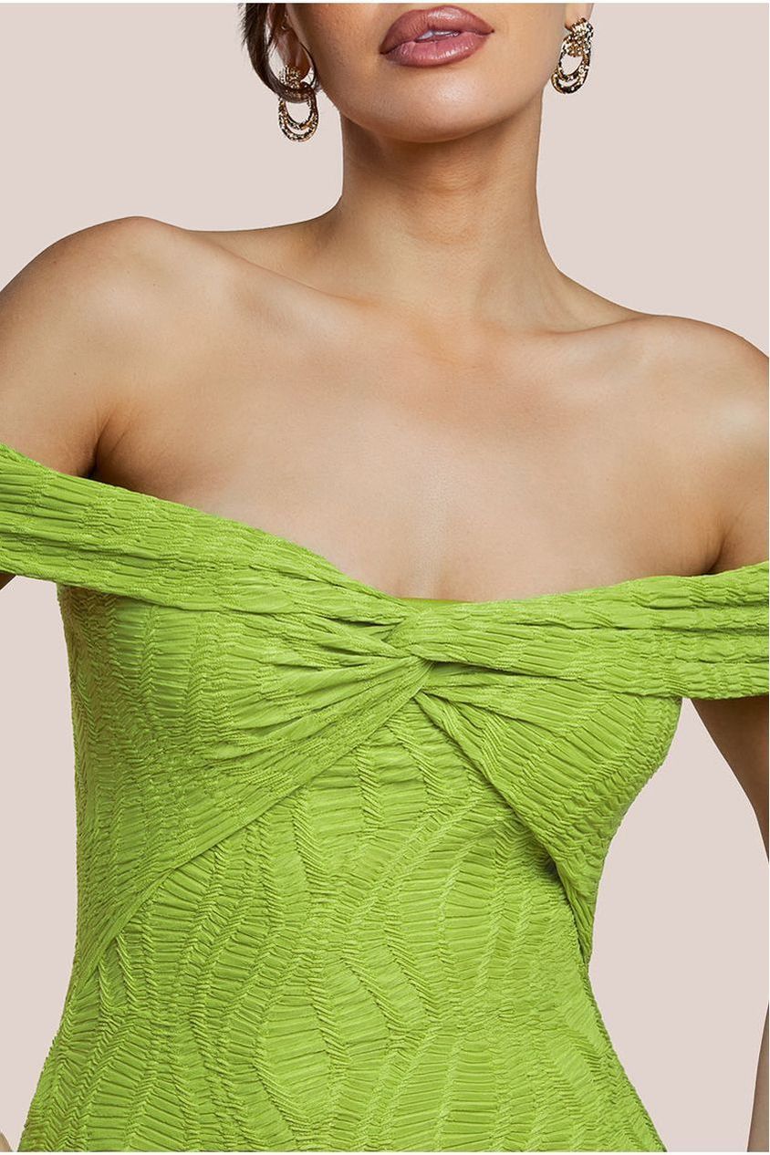 Goddiva Front Knot Twist  Maxi Dress - Lime Green