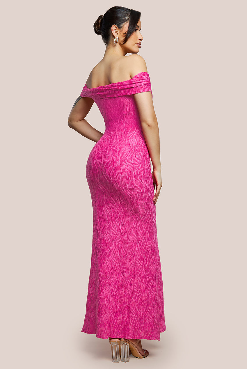 Goddiva Front Knot Twist  Maxi Dress - Magenta