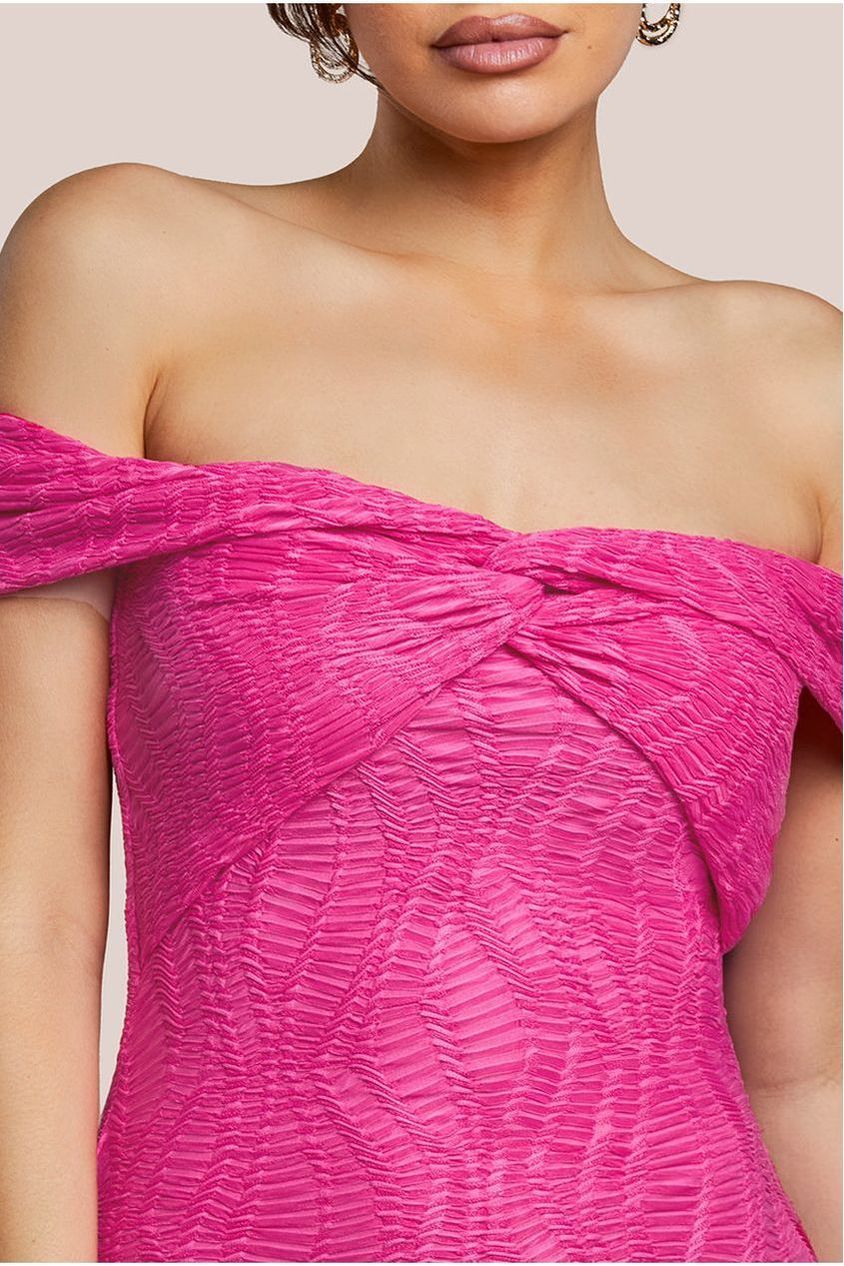 Goddiva Front Knot Twist  Maxi Dress - Magenta