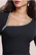 Goddiva Asymmetric Neck Diamante Embellished Maxi Dress - Black
