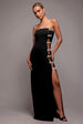Goddiva Bow Embellished Strapless Mermaid Maxi Dress - Black