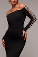 Goddiva Embellished Diamante Sleeve Bardot Maxi Dress - Black