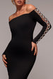 Goddiva Embellished Diamante Sleeve Bardot Maxi Dress - Black